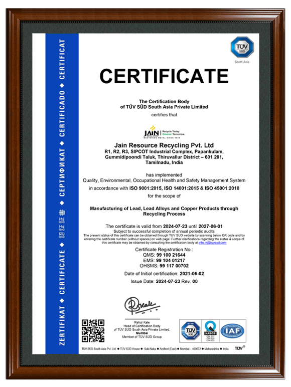 Recycling certificate