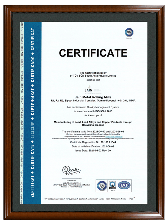 TUV certificate