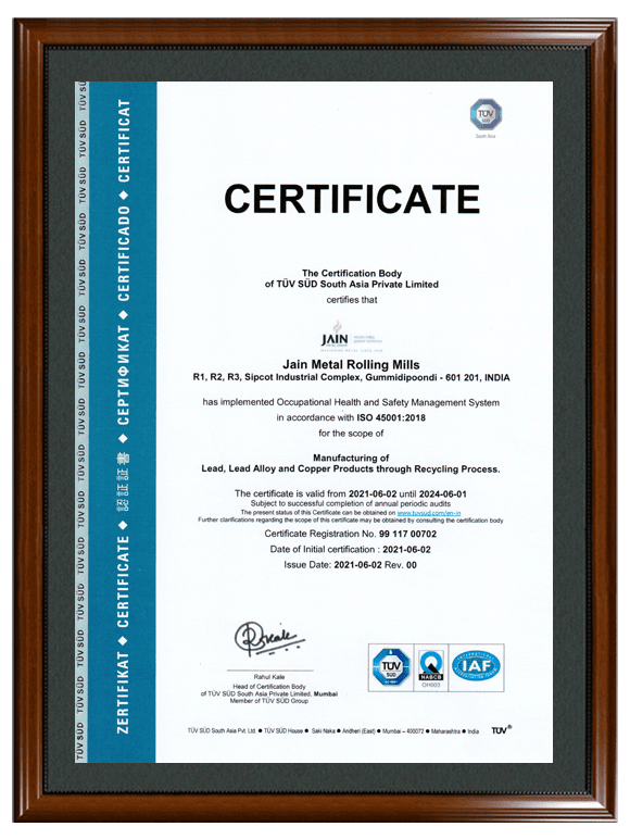 TUV certificate